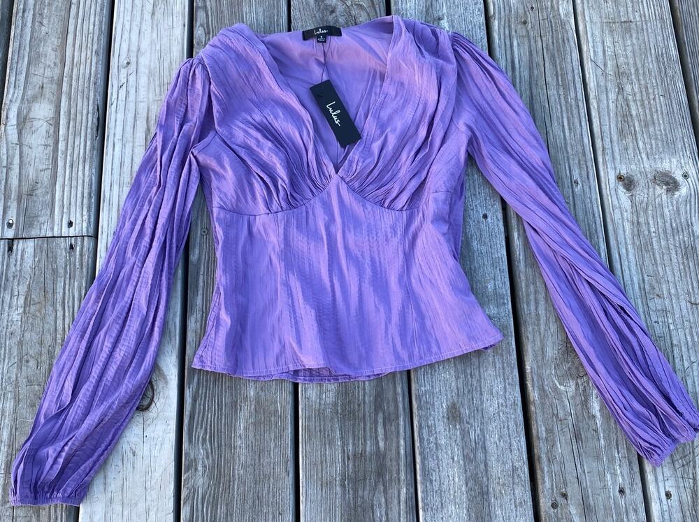 Lulu's Flowy Blouse Lightweight long sleeve - Purple - Size S NWT